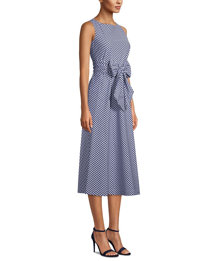 Anne Klein Cotton Gingham Dress - Macy's