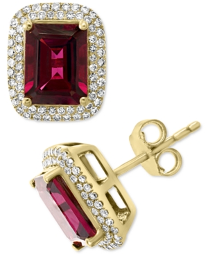 image of Effy Rhodolite Garnet (3-7/8 ct. t.w.) & Diamond (3/8 ct. t.w.) Stud Earrings in 14k Gold