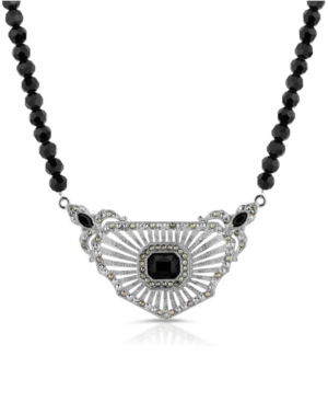 image of 2028 Crystal and Imitation Marcasite Collar Beaded Necklace