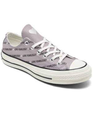 Converse Women S Chuck Taylor 70 Love Fearlessly Low Top Casual Sneakers From Finish Line In Amethyst Grey Egret Black Modesens