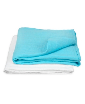 Green Sprouts Baby Boy And Girl Muslin Swaddle Blanket Pack Of 2 In Aqua