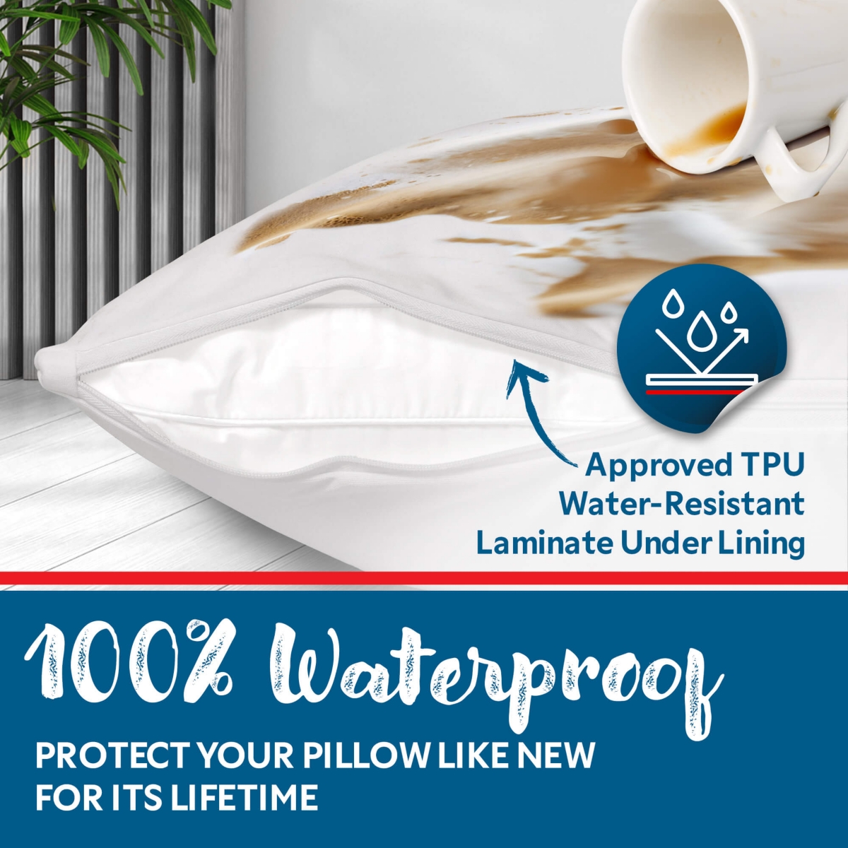 Guardmax Waterproof Zippered Pillow Protector - Size - 4 Pack