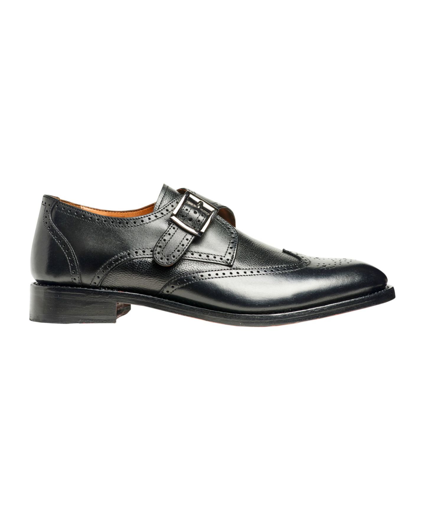 Мужские туфли Anthony Veer Roosevelt III Single Monkstrap Wingtip Goodyear Dress Shoes, цвет: Чёрный — фото 2