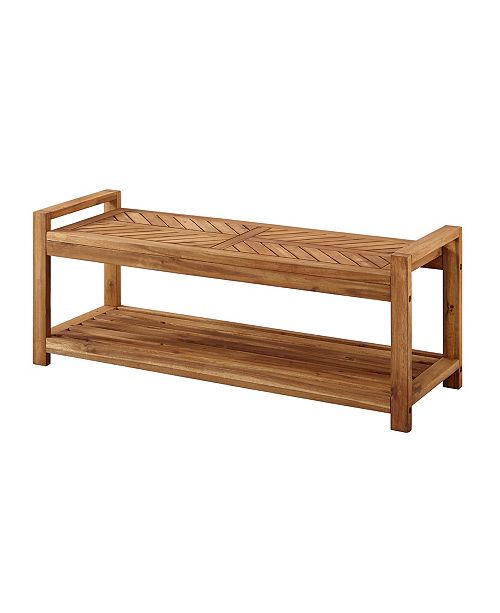 Walker Edison 48 Chevron Acacia Wood Outdoor Patio Storage Bench Reviews Furniture Macy S