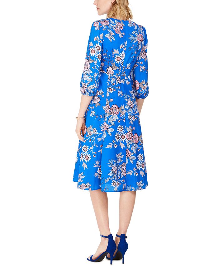 Vince Camuto Floral-Print Faux-Wrap Dress - Macy's