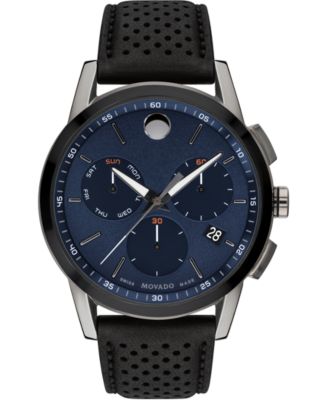 movado men's museum watch with leather strap