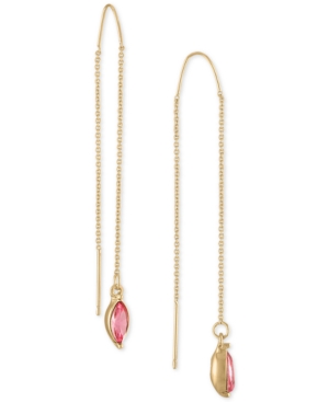 image of Rachel Rachel Roy Gold-Tone Pink Marquise Stone Threader Earrings