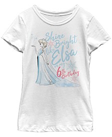 Big Girls Frozen Birthday Queen Six Short Sleeve T-shirt