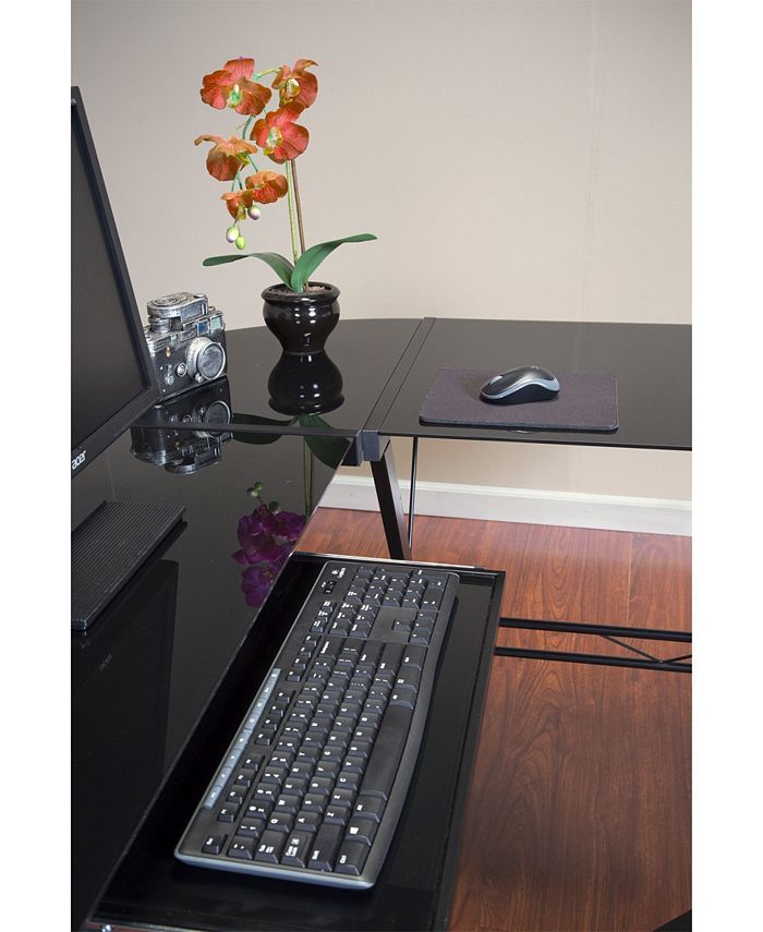 OneSpace Ultramodern Glass LShape Desk Macy's