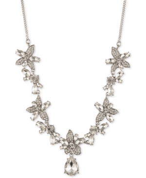 image of Givenchy Crystal Flower Frontal Necklace, 16