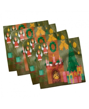 Ambesonne Fireplace Set of 4 Napkins 18