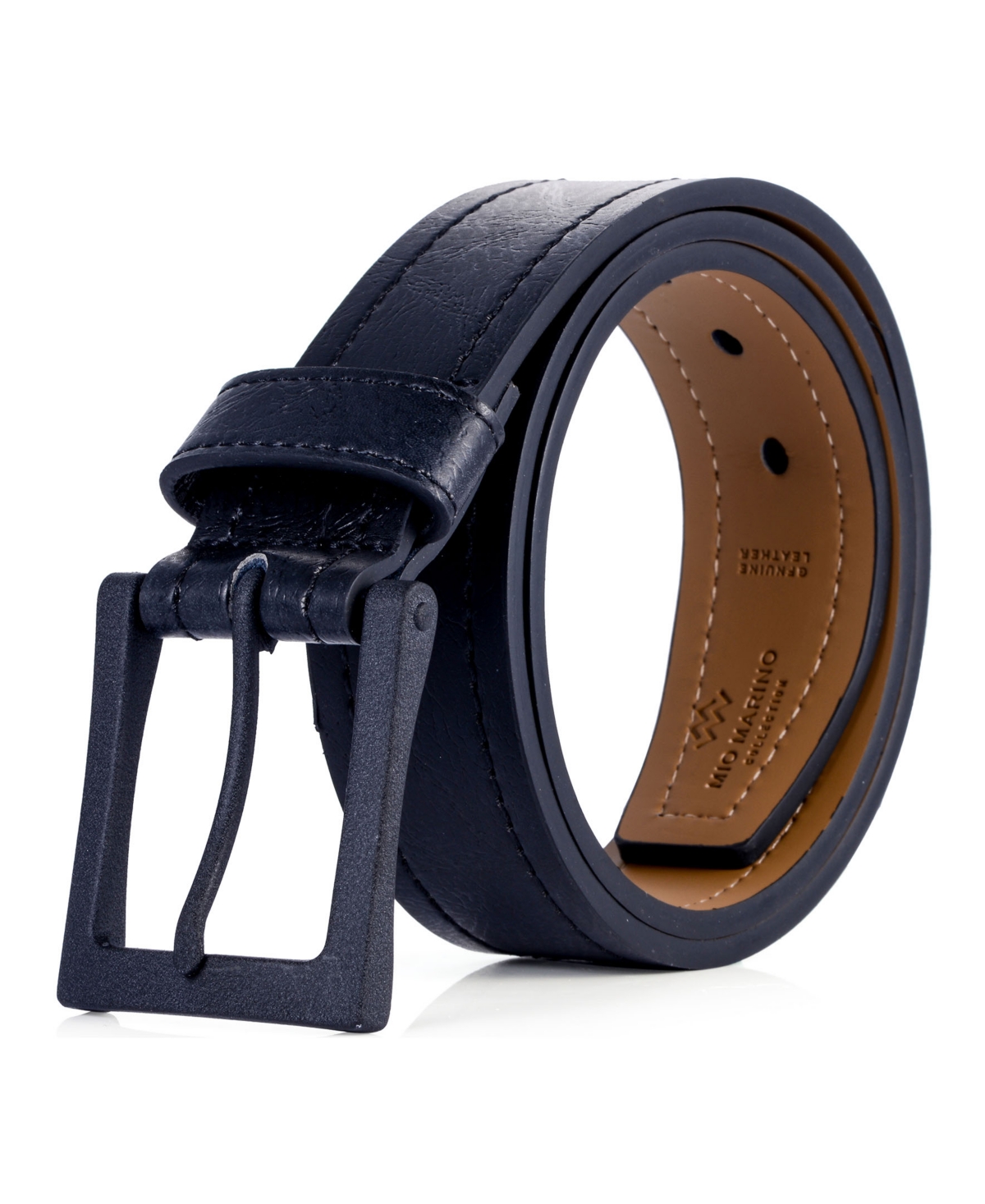 Mio Marino Men's Solid Casual Prong Belt - Deep charcoal