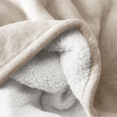 Sherpa Reversible Plush Fleece & Faux Shearling Blanket, Throw