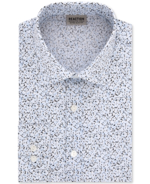 Kenneth Cole Reaction Men's Extra-Slim Fit Non-Iron Performance Stretch Speckled Print Dress Shirt