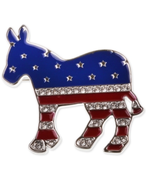 image of Charter Club Silver-Tone Pave Red, White & Blue Donkey Pin, Created for Macy-s