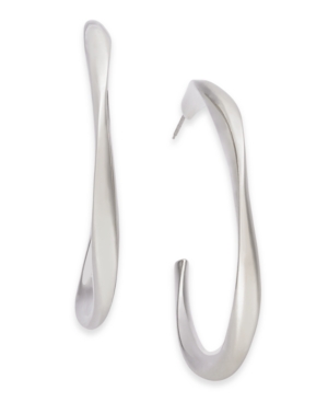 image of Alfani Silver-Tone Medium Twist Open Hoop Earrings, 1.75