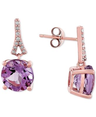 pink amethyst earrings in rose gold