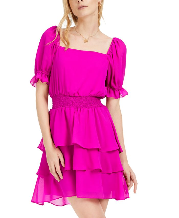 LEYDEN Square-Neck Tiered Fit & Flare Dress - Macy's