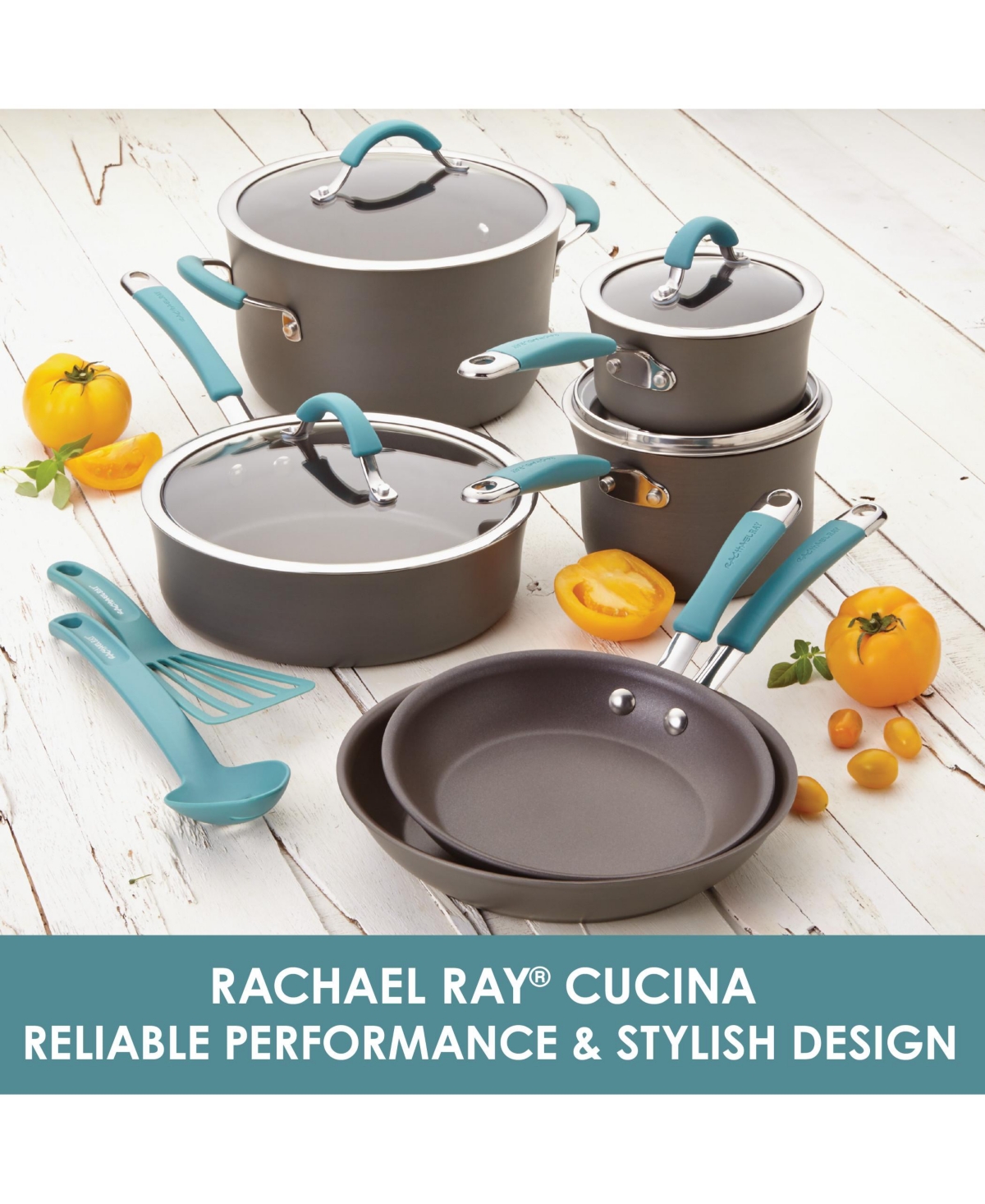 Rachael Ray Cucina 14 Inch Nonstick Frying Pan In Agave Blue