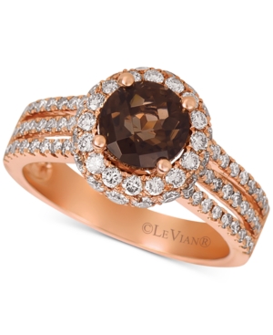 image of Le Vian Chocolate Smoky Quartz (1-1/3 ct. t.w.) & Nude Diamond (1-1/10 ct. t.w.) Statement Ring in 14k Rose Gold