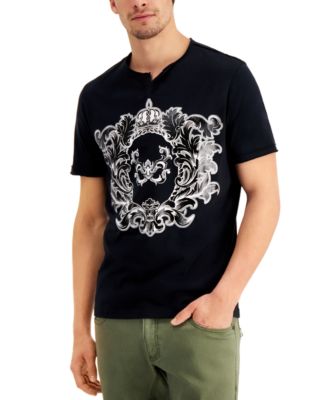 INC International Concepts Men's Metallic Graphic Split-Neck T-Shirt ...