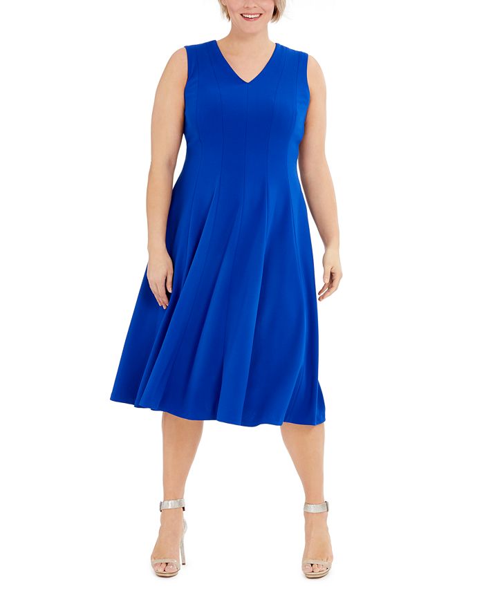 Calvin Klein Plus Size Fit & Flare Midi Dress & Reviews - Dresses - Plus  Sizes - Macy's