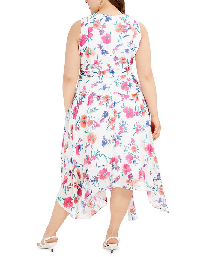 Calvin Klein Plus Size Floral-Print Midi Dress - Macy's