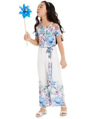 Rare Editions Big Girls Cold Shoulder Bow Jumpsuit Pink Size 10