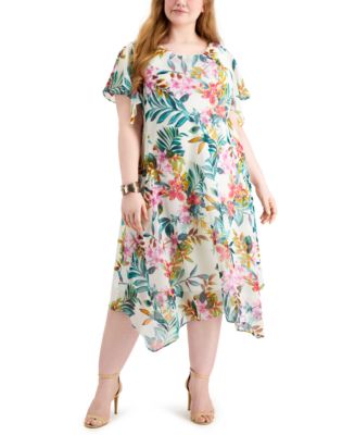 Robbie Bee Plus Size Flutter-Sleeve Midi Dress - Macy's