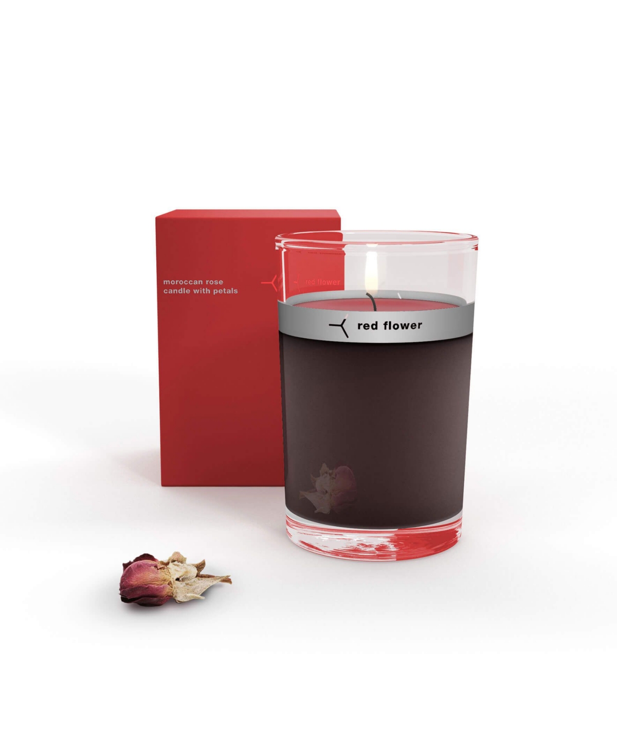 Moroccan Rose Petal Topped Candle, 6 oz - Burgundy
