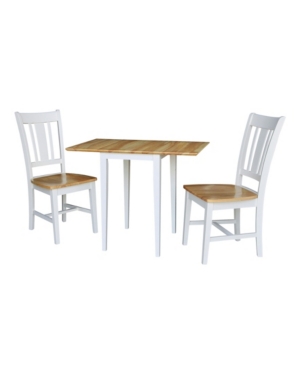 International Concepts Small Dual Drop Leaf Table With 2 San Remo Chairs In White