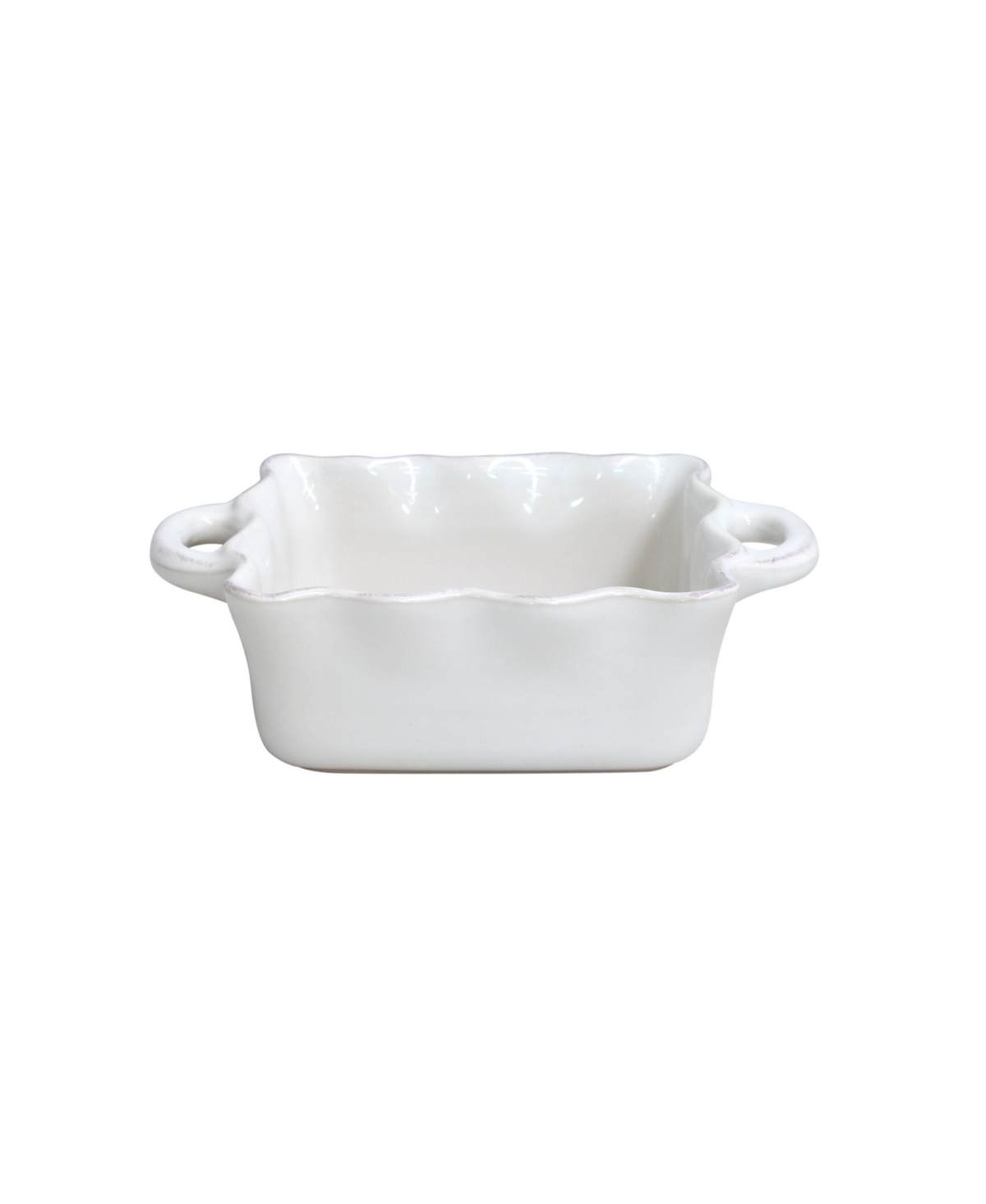 Casafina Stoneware White Square Ruffle Baker With Handles