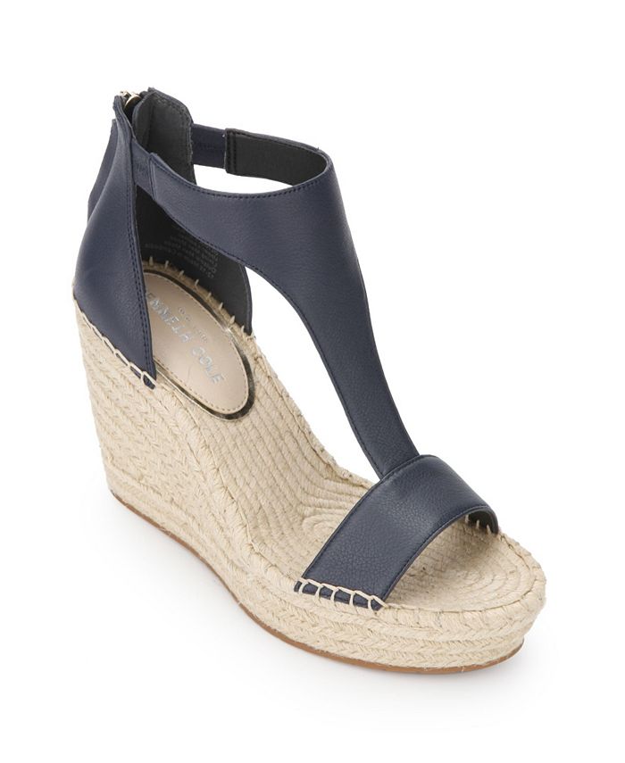 Kenneth Cole New York Women's Olivia T Strap Espadrille Wedge Sandals ...