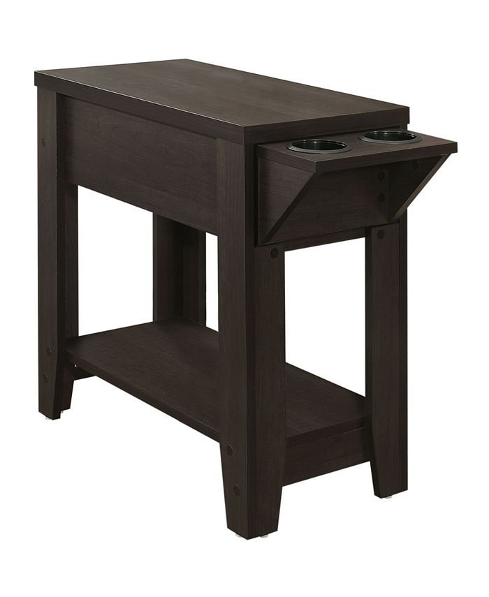 Monarch Specialties Accent Table 23" H Cappuccino with A Glass Holder