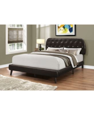 Bed - Queen Size Leather- Look with Wood Legs