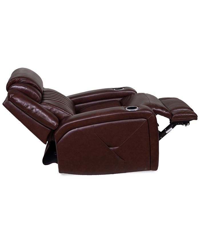 Furniture CLOSEOUT! Henriel Leather Power Recliner with Air Massager Macy's