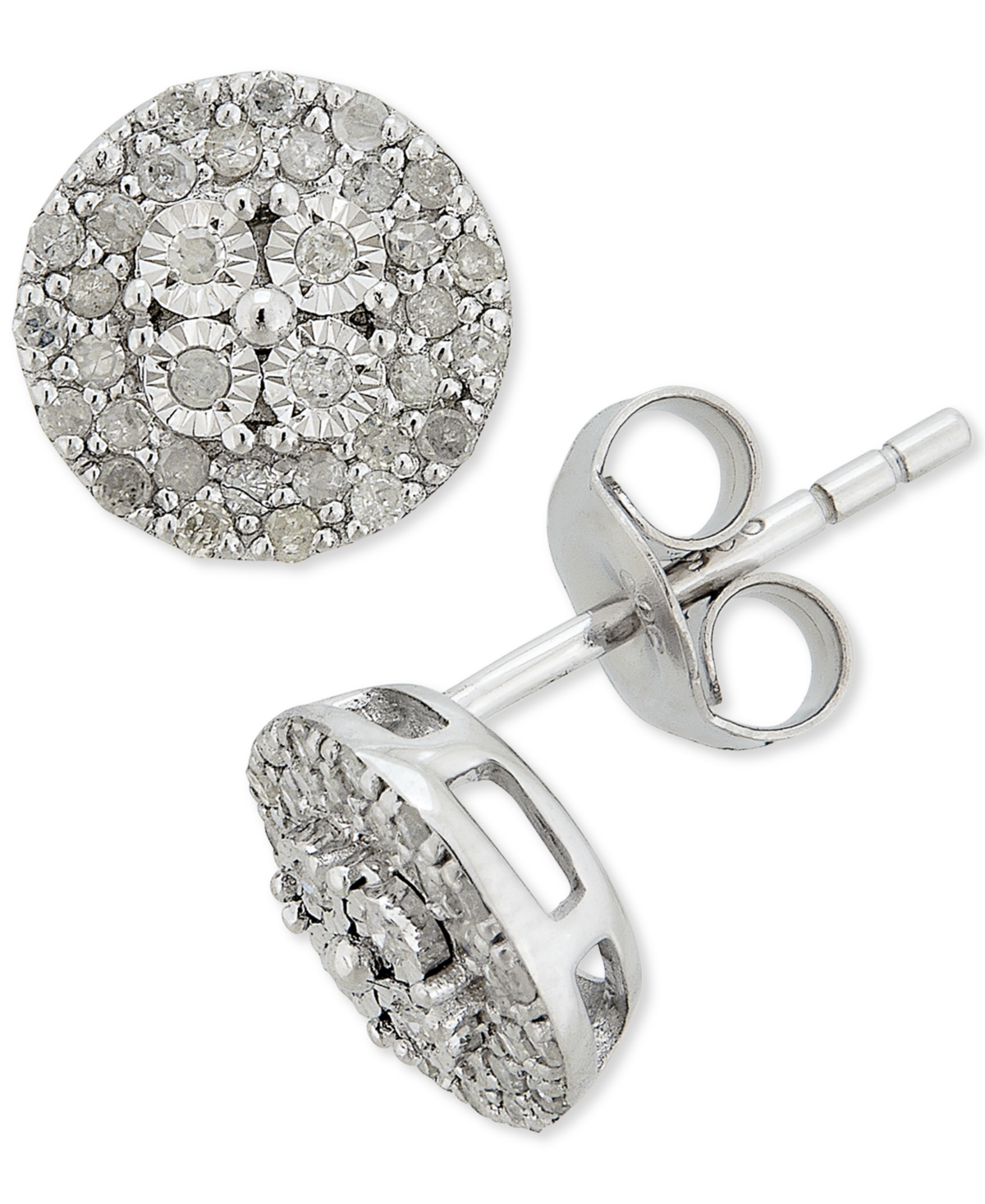 2-Pc. Set Diamond Cluster Pendant Necklace & Matching Stud Earrings - Sterling Silver