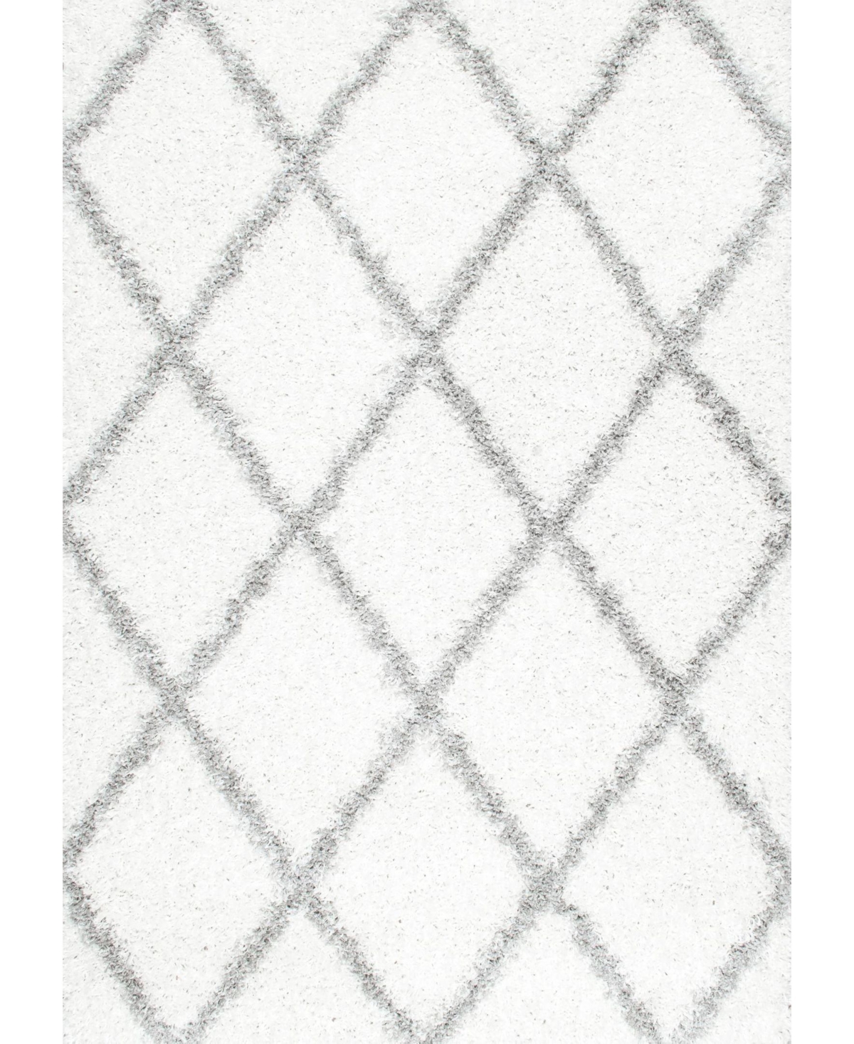 Nuloom Easy Shag Cozy Soft And Plush Diamond Trellis 7'10" X 10' Area Rug In White