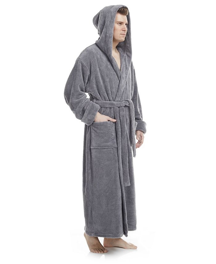 ARUS Men's Soft Fleece Robe, Ankle Length Hooded Turkish Bathrobe - Macy's