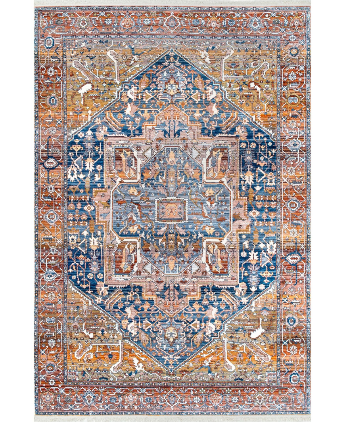 nuLoom Mystic Ehtel Medallion Fringe 6'7in x 9'4in Area Rug - Rust