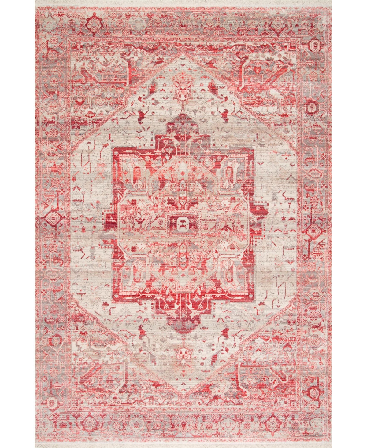 nuLoom Mystic Ehtel Medallion Fringe 6'7in x 9'4in Area Rug - Red