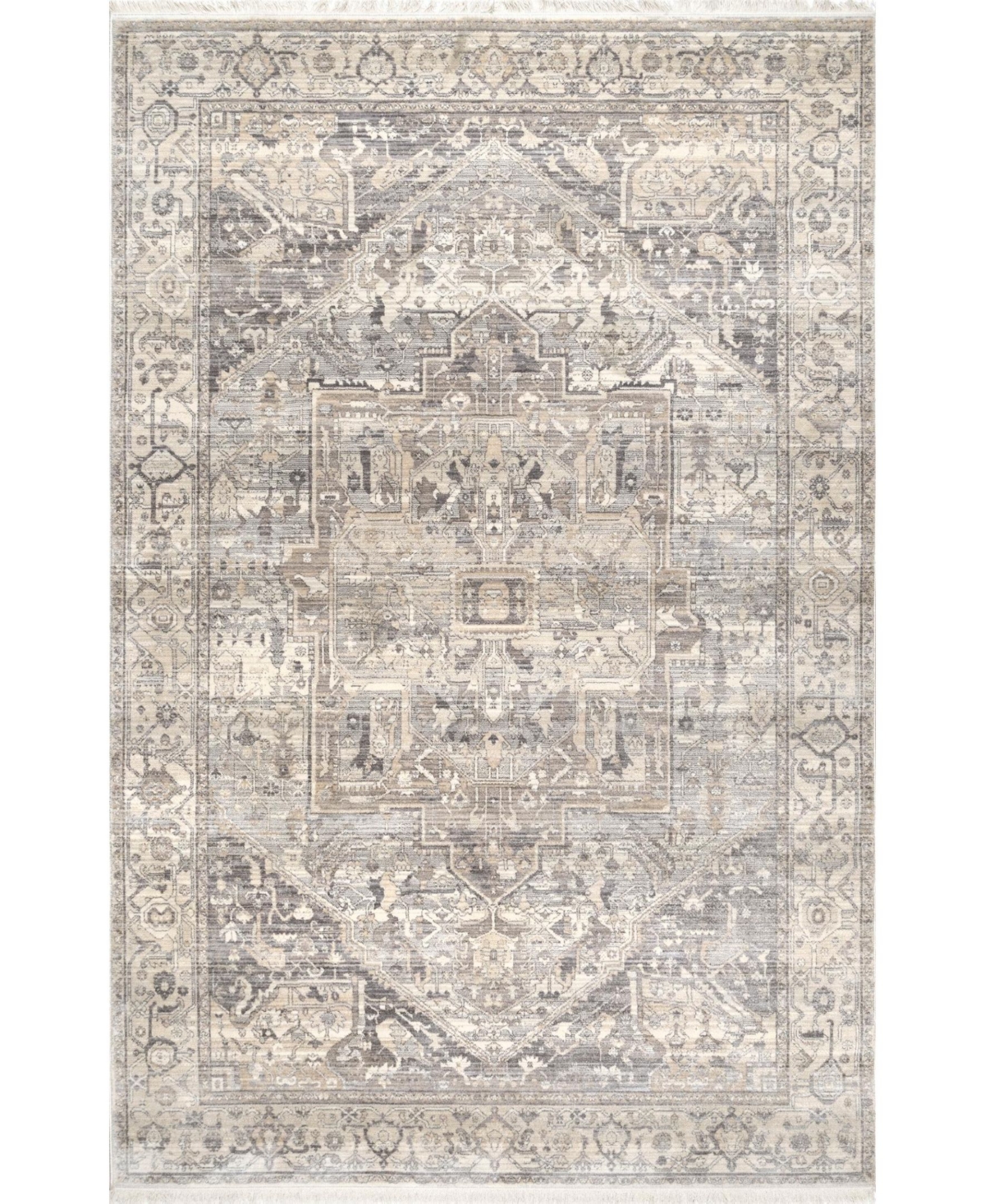 nuLoom Mystic Ehtel Medallion Fringe 6'7in x 9'4in Area Rug - Silver