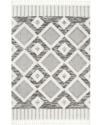 Nuloom Lorden Theola Geometric High Low Gray Area Rug In Pink