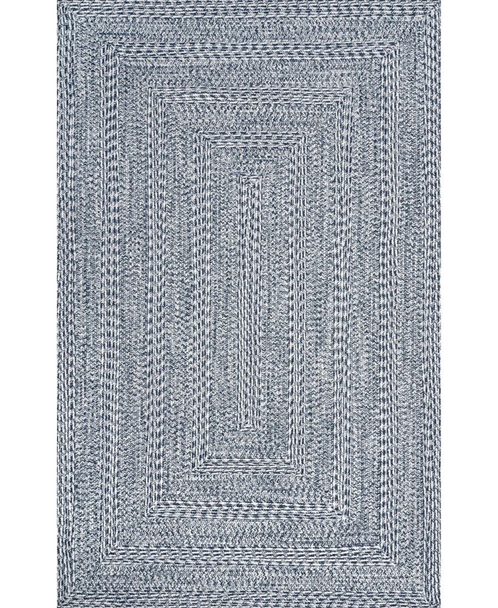 nuLoom Texture Braid Doutzen Indoor and Outdoor Blue 7'6" x 9'6" Area
