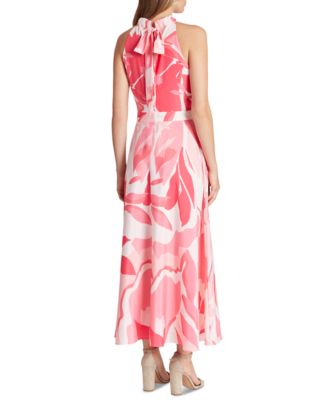 tahari printed halter maxi dress