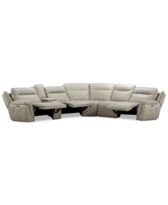 Lenardo 6-Pc. Leather Sectional with 3 Power Recliners and Console, Created for Macy's
