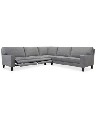 CLOSEOUT! Sandrew 3-Pc. Fabric Sectional with 2 Power Foot Rests, Created for Macy's