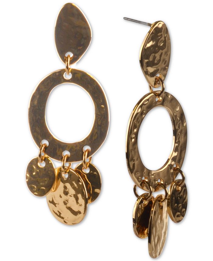 Style & Co Stainless Steel Shaky Disc Hammered Drop Earrings, Created for Macy's Macy's