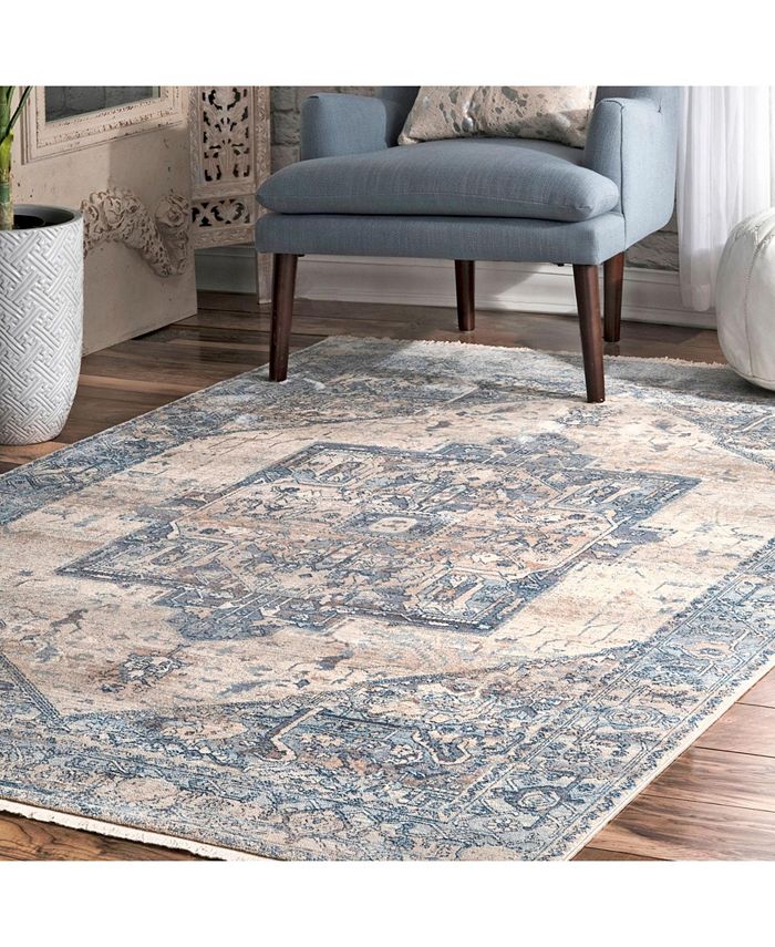 nuLoom Mystic Ehtel Medallion Fringe Mist 8' x 10' Area Rug Macy's