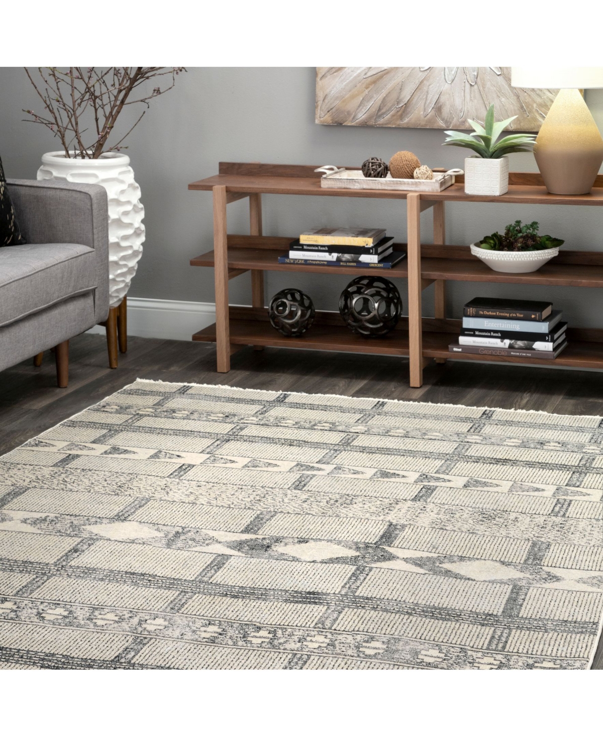 nuLoom Fantasy Contemporary Ismay Gray 5'3" x 7'7" Area Rug